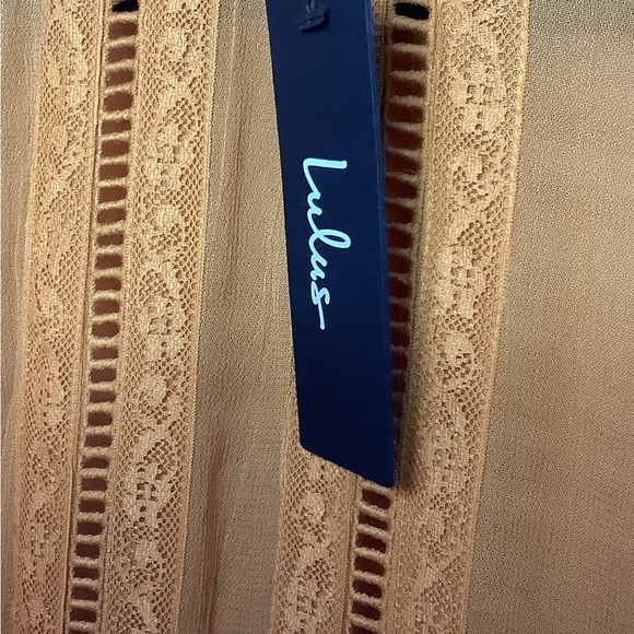 NWT Lulu’s In the Meadows Mustard Yellow Size  Medium Crochet Lace dress / top - Picture 9 of 11